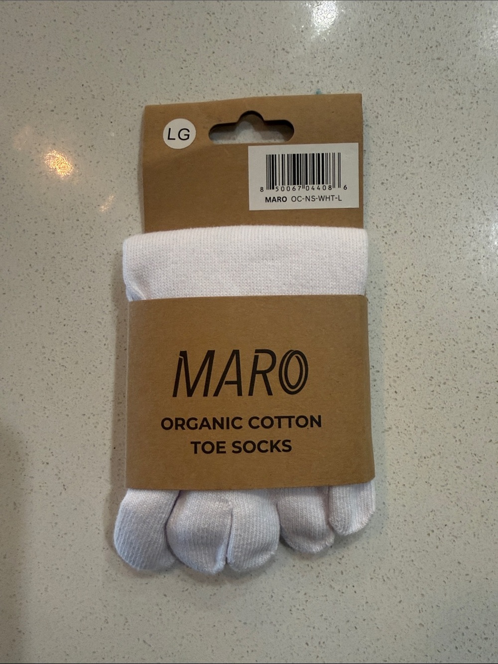 Maro White Organic Unisex Cotton Toe Socks -Large NEW